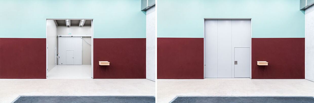 Zwei schnelllaufende Brandschutz-Schiebetore des Tortyps wBS 740 verbaut im Kunstmuseum Basel